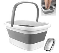 Rierousy Foldable Foot Bath, Foot Bath, Foldable, 15 L Capacity, Foot Bath with Massage, Foot Tub, Foot Bath, Foot Health Pedicure, Relief of Fatigue (Grey/White)