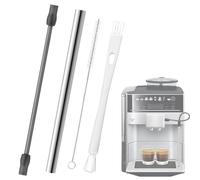 Rierousy Stainless Steel Milk Hose, Fully Automatic Coffee Machine Accessory, Compatible with Siemens EQ6 Bosch Veroaroma, Includes Cleaning Brush (Set of 4)