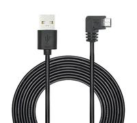 Riertostng 11FT 90 Degree Micro USB Power Cable, Left Angle Dash Cam Charging Cord, Power Only, Not Compatible with Garmin Devices