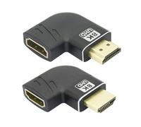 Riertostng 1Pair Right Angle HDMI Male to HDMI Female Adapter 8K, Gold Plated 90 Degree and 270 Degree, Supporting 8K@60Hz, 4K@120Hz, Suitable for Laptops, PC, Projectors, etc- 2Pcs (Left+Right)