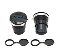 Riertostng 2Pcs USB 3.0 Panel Mount Connector Socket, USB A Female to FemaleSocket Fixed Pass Through Module with Dust Protection Cap, USB 3.0 High Speed Data Extension Coupler Adapter