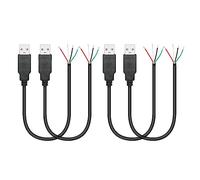 Riertostng 4Pcs 11in USB A Male 4 Pin Bare Wire, 5V/2A Power & Data Cable, Compatible with PC, Laptop, LED Desk Lamp & More