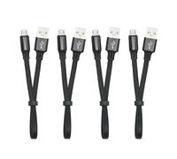 Riertostng 4Pcs Short Micro USB Flat Cable,25cm/9.8in USB A 2.0 to Micro USB 2.4A Fast Charging and Data Sync Cord,with Portable Buckle Design for Phone,Camera,etc,Micro USB Port Use