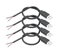 Riertostng 4Pcs USB 2Pin Bare Wire Cable 11inch, USB A Plug to 2 Pin Open End Power Cord 20AWG, for USB DIY Equipment Repair Replacement