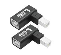 Riertostng 90 Degrees USB 2.0 Printer Connector Adapter, Left Angle USB Type B Male to Female Extender and 480Mbps Data Transmission, Metal Shell, for Printer, Scanner, Fax, Piano Mixer etc - 2Pcs