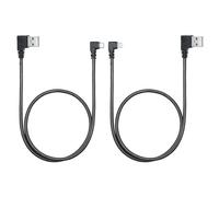 Riertostng Micro USB Power Data Cable 60CM, 90 Degree USB A Male Left Angle to Micro USB Male Left & Right Angle Charging and Data Sync cord, for GPS, Dash Cam, Digital Camera, Hard Drive etc - 1Pair