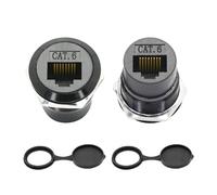 Riertostng RJ45 Cat 6 Panel Mount Connector Adapter, RJ45 Female to Female Through Module Threaded Fixing Mount Socket with Dustcap, Gigabit Network Ethernet Extension Coupler Adapter - 2Pcs