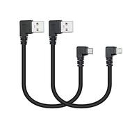 Riertostng Short Micro USB Power Cable,25cm 90 Degree USB A Left Angle to Micro USB Left Angle & Right Angle Charging and the Data Transfer,for Phone,Dash Cam,Camera,etc,Micro USB Port Use(2Pcs)