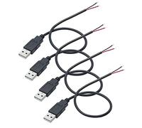 Riertostng Short USB 2.0 Male 2 Pin Bare Wire,30cm/11.8in USB 5V/3A Pigtail Open End Power Cable,for and USB Equipment Installed or Replace Repair DIY Cable(4Pcs)