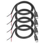 Riertostng USB C to 2 Pin Bare Wire Open End Power Cable 2FT, 20AWG 5V/5A USB Type C Male Plug 2 Pin Pigtail Cable, for USB Type C Equipment Installed or Replacement Repair DIY Cable (4 Pcs)