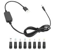 Riertostng USB to DC Boost Cable, USB 5V to DC 9V Boost Connector Cable, with 8 DC Connectors (6.0x4.0,6.3 x3.0,5.5 x2.5,5.5x2.1,5.5x1.7,4.7x1.7,4.0x1.7,3.5 x1.35)