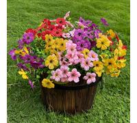 RIESEK 12 Bundles Artificial Flowers for Outdoor,No Fade UV Resistant Fake Flowers,4 Color Faux Plants for Outside Hanging Planters,Artificial Plants for Indoor Porch Garden Home Wedding Decor