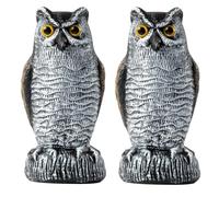 RIESKAS 2PC Pigeon Deterrent,Owl Decoy to Scare Birds Away,Bird Scarers for Gardens,Natural Bird Deterrent Devices for Outdoor Garden,Yard, Farms, Brown and White