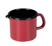 Riess, 0039-020 Sippy Pot Diameter 10 cm Colour Red Enamel, Volume (rec.): 0.8 Litres, Made in Austria, LWH: 16.3 x 11.3 x 10.0 cm, 0.320 kg, Jug with Handle, Lid, Compatible with Induction Cooker