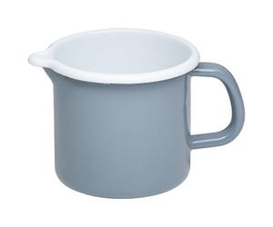Riess, 0040-065, Sippy Pot 12, Classic - Pure Grey, Diameter 12 cm, Height 11.5 cm, Capacity 1 Litre, 0.428 kg, 18.7 x 13.5 x 11.5 cm, Enamel, Light Grey, Milk Pot, Induction