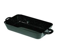 Riess, 0046-022, frying pan 33/20 cm, classic baking and frying moulds, dimensions 33 x 20 cm, height 6.0 cm, capacity 2.00 litres, enamel, roaster, black, 0.89 kg, 40.5 x 20.6 x 6 cm, induction