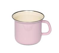 Riess, 0269-006, Pot with Chrome Rim 12, Classic - Colourful/Pastel, Colour Pink, Diameter 12 cm, Height 11.4 cm, Capacity 1 Litre, Enamel, Without LID, lid Optional, Induction