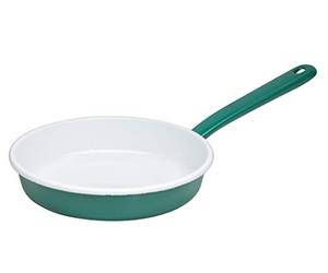 Riess, 0290-111 Omelette Pan Diameter 20 cm Natural Green Dark Vol. (rec.): 0.9 Litres, Made in Austria, LWH: 38.7 x 21.2 x 8.0 cm, 0.666 kg, Omelette Pan, Enamelled, Scratch-Resistant, Oven Safe