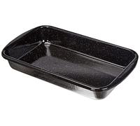 Riess, 0434-022, baking dish 32x19, classic baking and roasting dish, LWH 36x21.2x5.5 cm, weight 1 kg, enamel, black, frying pan, induction, baking dish, handmade in Austria