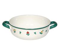Riess, 0444-049, Farmer's Bowl 18, Country - GMUNDNER STREUBLUMEN, Diameter 18 cm, Height 7.3 cm, Capacity 1.5 Litre, Enamel, Farmer's Bowl, White with Scattered Flowers, Induction