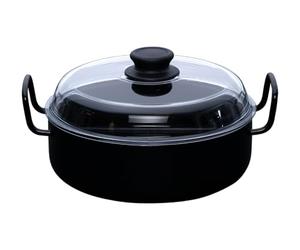 Riess 0458-022 Omas Braising Pan w. GD 24cm, SCHWARZEMAIL, LBH 24x30x7,5cm, wt. 2,4kg