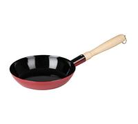 Riess, 0564-020, Wooden Skillet 24, Classic - Color RED, Diameter 24 cm, Height 4.2 cm, with Wooden Handle and Ring for Hanging, Enamel, red/Black, Induction