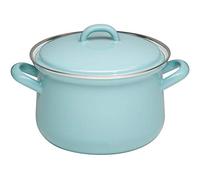 Riess, 0606-109 Casserole Pot with Lid 16 cm, 1.5 L, Natural Green Light, Green, 1.054 kg, 16 cm Diameter, 1.5 litres, 23 x 17.7 x 11.3 cm, Enamel, Induction