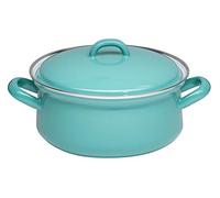 Riess, 0612-110 Casserole with Lid 18 cm, 1.5 L, Natural Green Medium, Green, 1.166 kg, 18 cm Diameter, 1.5 litres, 25.5 x 19.8 x 8.7 cm, Enamel, Induction