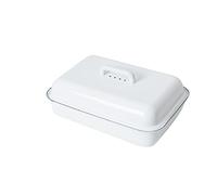 Riess, 0616-033, enamel lunch box with lid, classic white, length 37 cm, width 26 cm, enamel, white, bread bin