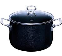 RIESS 0705-009 Meat Pot with Glass lid, Diameter 24 cm, Height 23.5 cm, Capacity 6.5 litres, Nouvelle-Black Magic Extra Strong, Black, Induction
