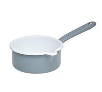 Riess, Classic Pure Grey 0036-065 Saucepan with Large Spout 14 cm Diameter 14 cm Height 6.7 cm Capacity 0.75 litres Enamel Light Grey Induction