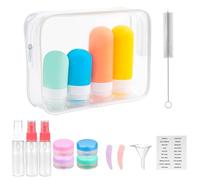 rietegio 17Pack Travel Bottles for Toiletries Leak Proof Refillable Squeezable Travel Bottles Mini Travel Containers Set with Clear Zipper Bag and Labels for Lotion Shampoo Conditioner Skincare