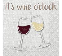 Riethmüller Napkins It's Wine O'clock 33 cm x 33 cm, Pack of 16 - Large Paper Napkins with Saying for Girls' Evening, Celebrations & Dinner - Table Decoration