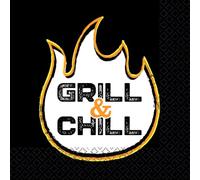 Riethmüller Serviettes Grill & Chill 33 cm x 33 cm, Pack of 16 - Large Paper Napkins with Saying for Barbecue and Garden Party - Table Decoration