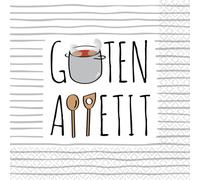 Riethmüller Serviettes Guten Appetit 33 cm x 33 cm, Pack of 16 - Large Paper Napkins with Saying for Celebrations & Dinner - Table Decoration
