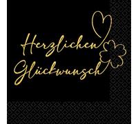 Riethmüller Serviettes Herzlichen Glückwunsch 33 cm x 33 cm, Pack of 16 - Large Paper Napkins with Saying for Birthday, Anniversary and Anniversary - Table Decoration
