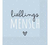 Riethmüller Serviettes Lieblingsmensch 33 cm x 33 cm, Pack of 16 - Large Paper Napkins with Saying for Celebrations & Dinner - Table Decoration
