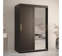 rieti ii mirrored wardrobe 2 sliding doors 120cm in black