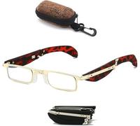 Rietoiu Foldable Anti-Blue Light Reading Glasses with Case,Foldable Reading Glasses Smart Gadgets,Foldable Anti-Blue Light Readers, Senior Magnifying Glasses (Red, +3.0)
