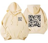 Rietoiu Funny FU QR Code Hoodie,Funny Scannable Qr Code Unisex Qrcode Hoodie,FU QR Code Sweatshirt,Hilarious FU QR Code Hoodies with Humorous Hidden Message Shirt (Khaki, XL)