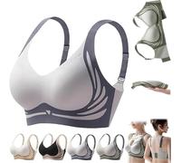Rietoiu Libiyi Super Gather Bra Wireless Push-Up Bra,Lifting Anti-Sagging Wireless Push-up Bra,Wide Strap Sleep Comfortable Full Coverage Shaping Sports Bras,Lift Full-Figure Bra Women (Blue, L)
