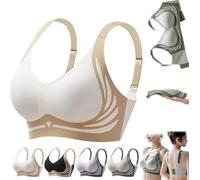 Rietoiu Libiyi Super Gather Bra Wireless Push-Up Bra,Lifting Anti-Sagging Wireless Push-up Bra,Wide Strap Sleep Comfortable Full Coverage Shaping Sports Bras,Lift Full-Figure Bra Women (White, L)