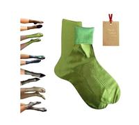 Rietoiu Maria La Rosa Metallic Silk Socks,Novelty Glitter Metallic Shiny Costume Socks,Elegant Luxury Shiny Foil Glitter Ribbed Sock,Foil Soft Ribbed Finish Sock Fashion Accessory (Lime Foil)