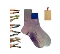 Rietoiu Maria La Rosa Metallic Silk Socks,Novelty Glitter Metallic Shiny Costume Socks,Elegant Luxury Shiny Foil Glitter Ribbed Sock,Foil Soft Ribbed Finish Sock Fashion Accessory (Bluette Foil)