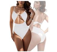 Rietoiu Rorcie Cut-Out Tummy Control One Piece Swimsuit,2024 New Rorcie Swimsuit,Rorcie Backless Body Shape Bra,Shecurve Swimsuit,Tummy Control Bathing Suits,High Cut Out Tummy Control (White, M)