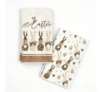 Riewy 2Pcs Easter Tea Towels for Kitchen Towel,40 x 60CM Easter Decorations Hand Towels Happy Easter Bunny Egg Bow Tea Towel Seasonal Spring Decorations for Bar Restaurent Kitchen Accessories