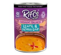 RIFCo Organic Balinese Lentil & Pepper Soup, 6 x 400 g Cans - Balinese-Style Soup with Lentils, Red Pepper, Ginger, Chilli & Creamed Coconut
