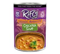 RIFCo Organic Moroccan Chickpea Soup, 6 x 400 g Cans - North African-Style Soup with Chickpeas, Tomatoes, Herbs, Spices & Lemon Juice