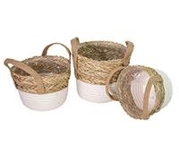 riffelmacher & weinberger christbaumschmuck-fabrik gmbh&co.kg Set of 3 Plant Baskets, Plant Pots, Hanging Baskets, Natural, 16 x 12/16 cm, 20 x 13/18 cm, 21 x 16/22 cm