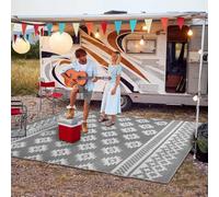 Riffle Sharkskin Grey White Outdoor Camping Rug 180x270cm 6x9ft Reversible Waterproof Picnic Mat Garden Patio Beach Festival Tent Ground Mat Large Outdoor Floor Rug Lightweight Foldable Portable